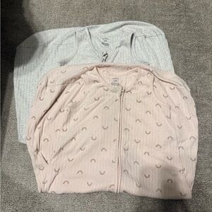 Carter's Light Pink Ribbed Sleep Sack with Tiny Rainbow Motif